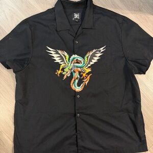 Black Dragon Embroidered Men's Shirt
